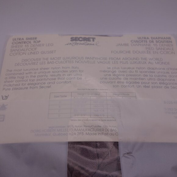 SECRET international Ultra Sheer Control Top Sandalfoot Soft Grey Pantyhose - Picture 10 of 13